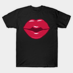 Full lips girlie lips kissing mouth red mouth lip T-Shirt